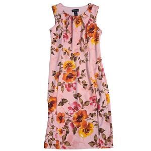 Stella & Julie Pink & Orange Floral Strapless Straight Shift Dress Size 10